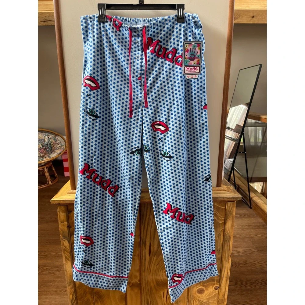 Mudd Pajama Set Girls XL Blue Polka Dot NWT Y2K Graphic 2pc Sleepwear
